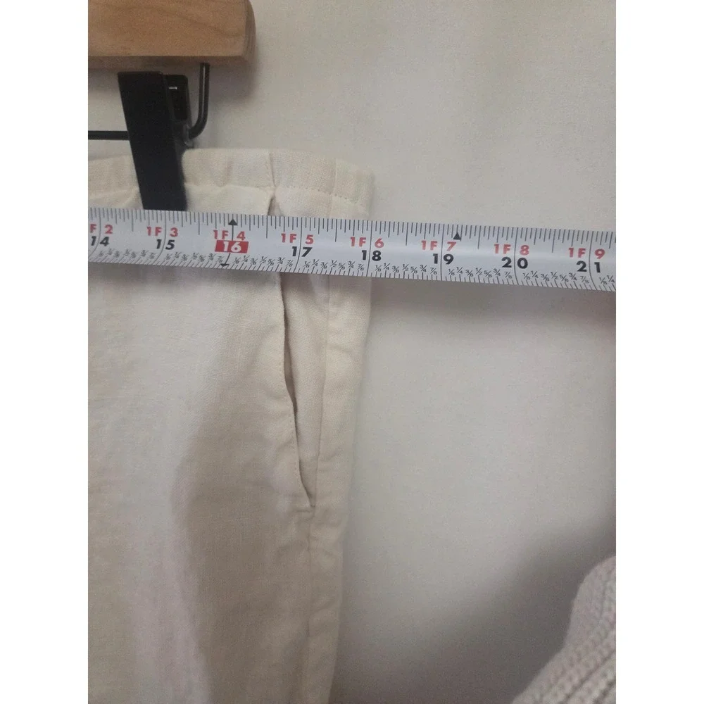 J.‎ Jill Love Linen Pants Womens Medium Petite Cream Off White Straight Leg